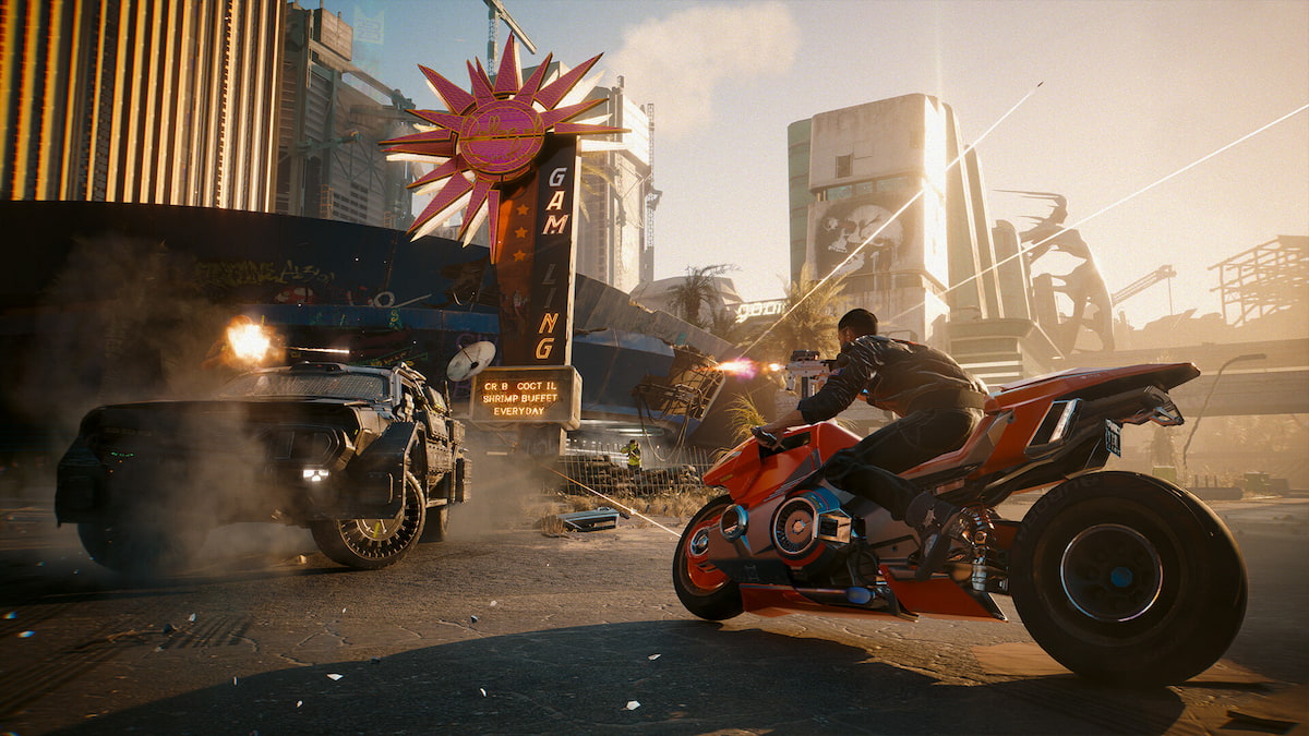 Cyberpunk 2077 Gunfight on Motorcycle