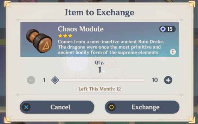 Genshin Impact Paimon's Bargains Chaos Module