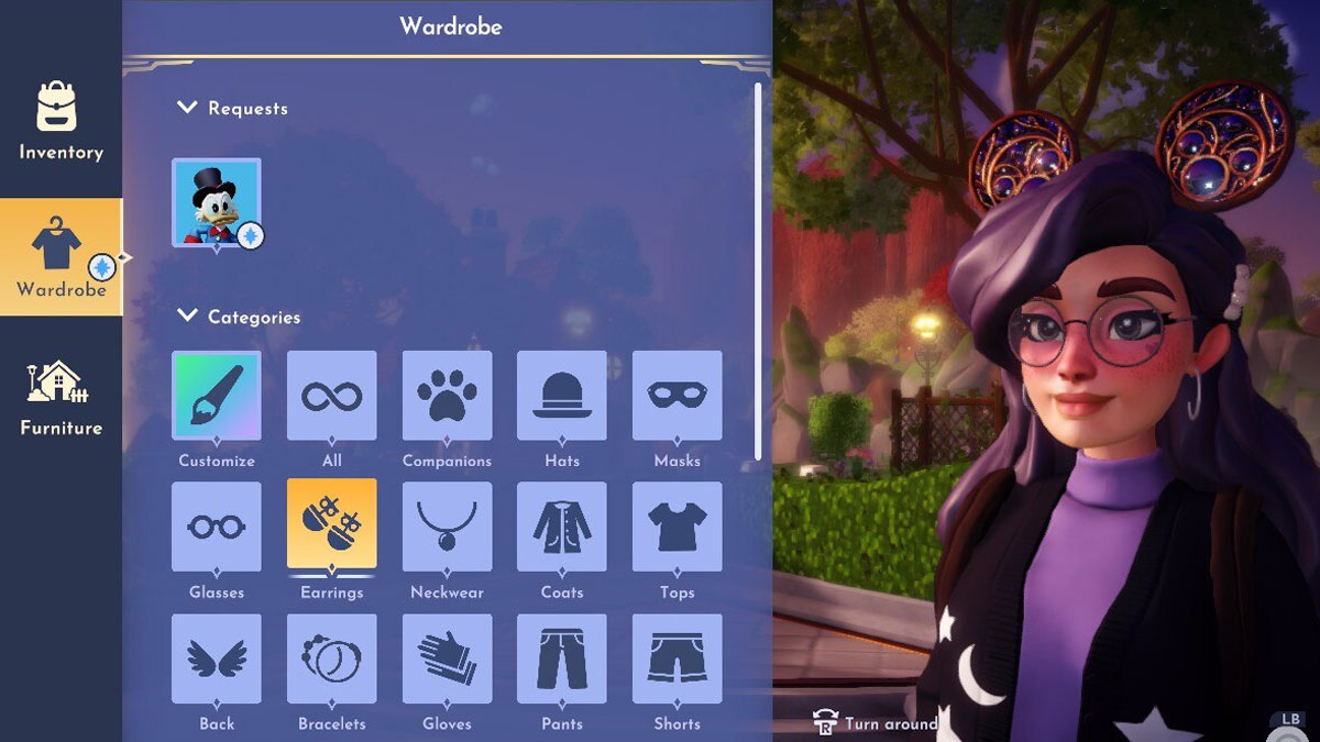 A screenshot of the Wardrobe in Disney Dreamlight Valley.