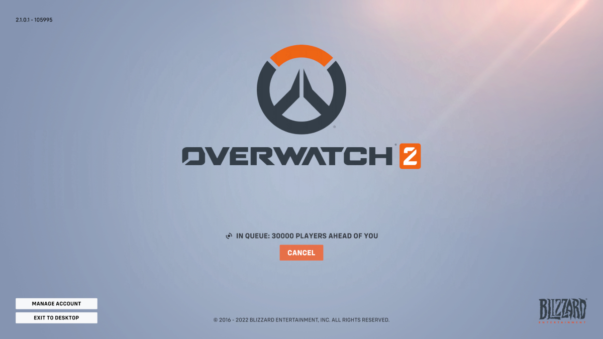 A screenshot of the queue in Overwatch 2.