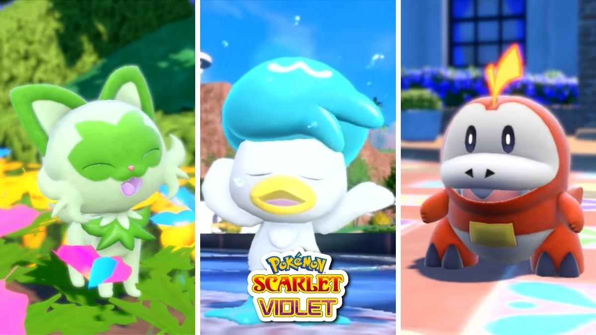 sprigatito, quaxly and fuecoco starter pokemon in pokemon scarlet and violet