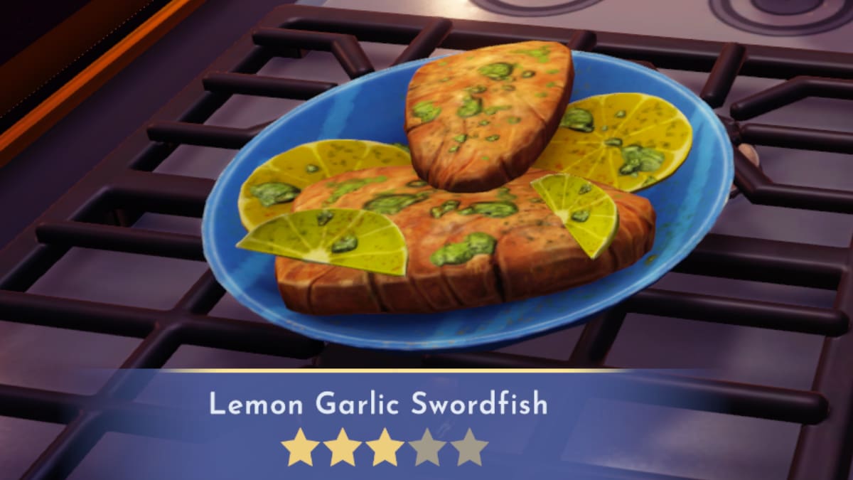 Disney Dreamlight Valley Lemon Garlic Swordfish Recipe