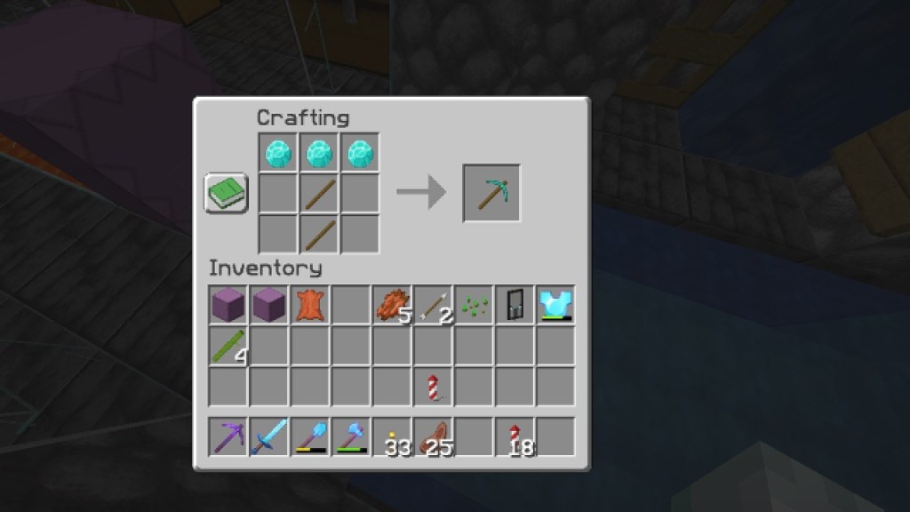 Minecraft Diamond Pickaxe Crafting Recipe