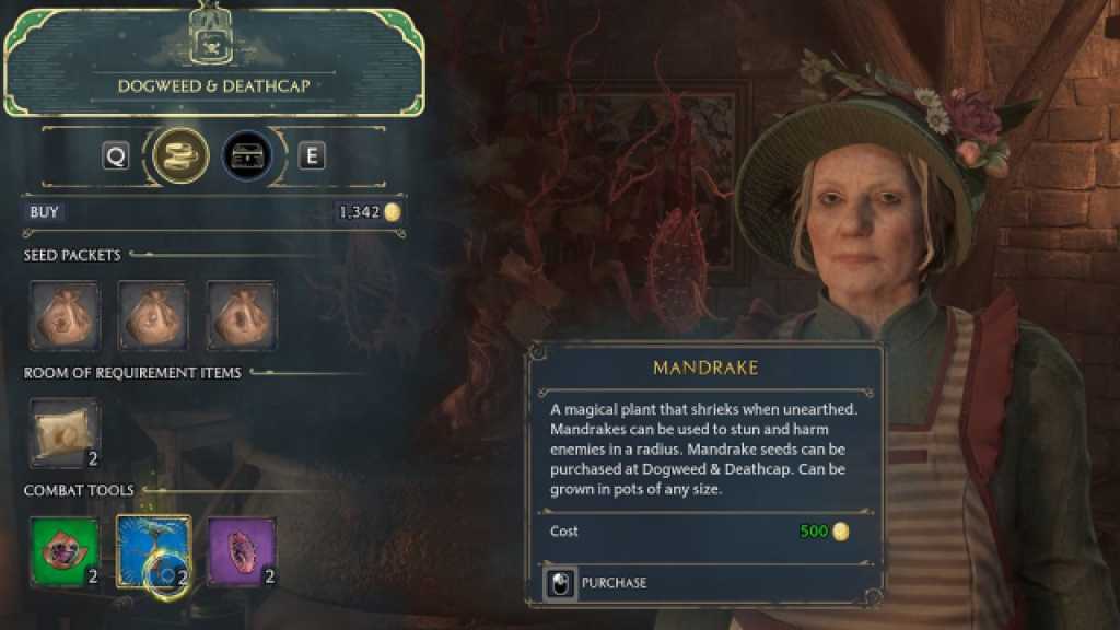 Mandrake at Dogweed and Deathcap in Hogwarts Legacy