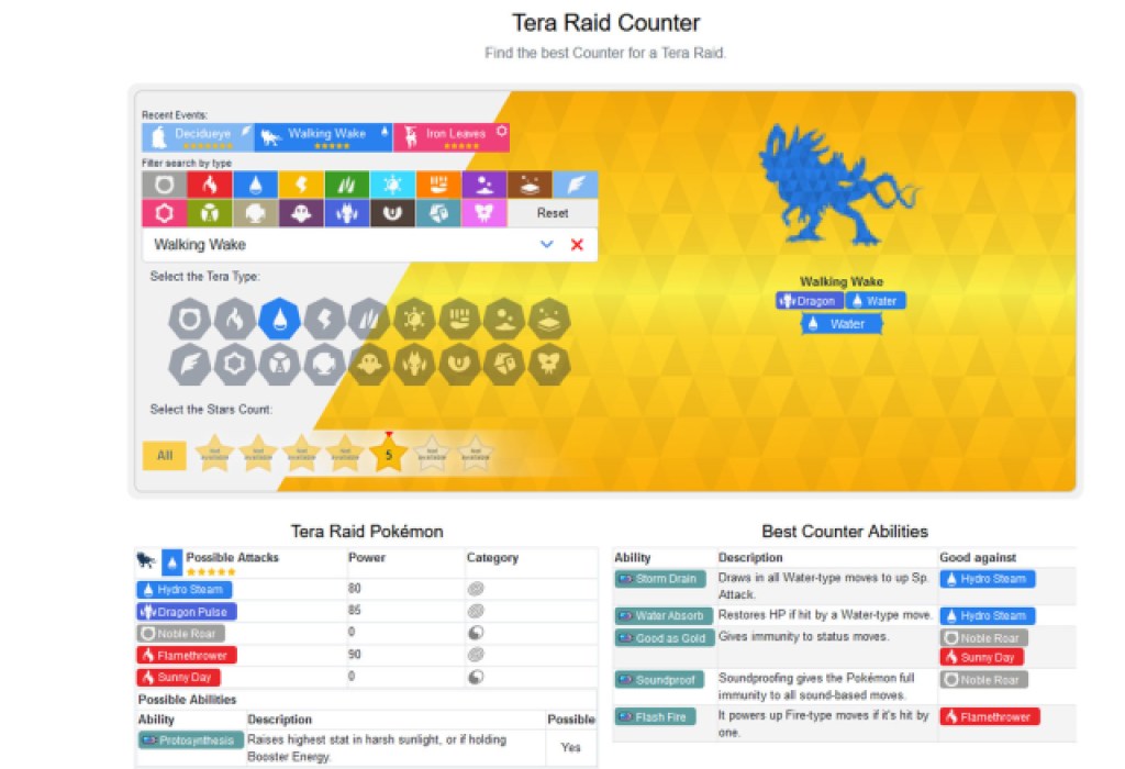 Terastral Calculator Pokemon Scarlet and Violet