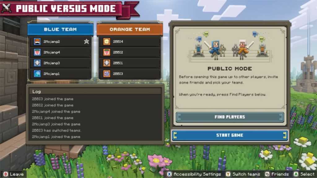 Minecraft Legends Multiplayer PvP Menu