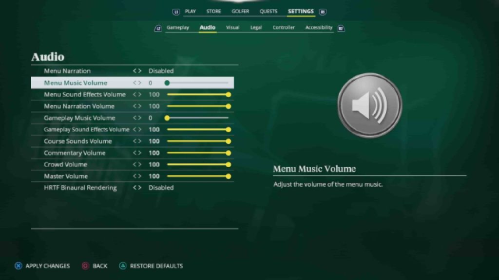 EA Sports PGA Tour | Audio Settings 