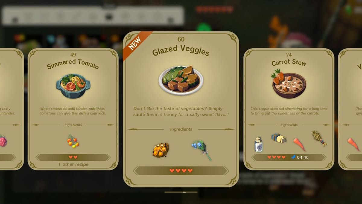 Glazed Veggies Recipe in Tears of the Kingdom TOTK