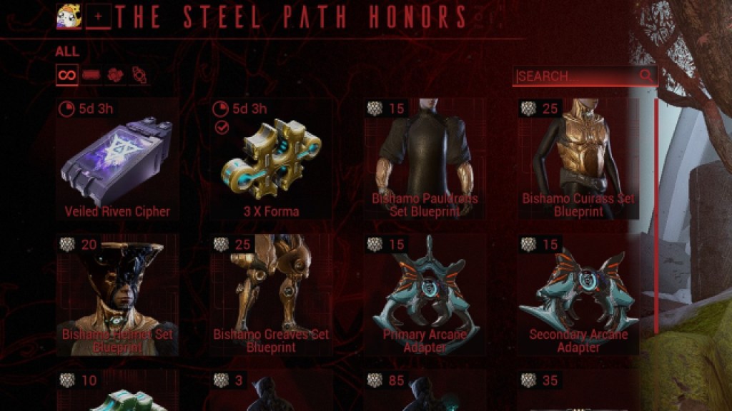 Warframe Steel Path Honours