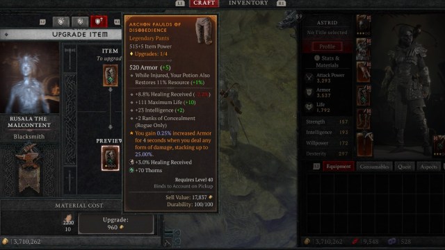 Photo of Diablo 4 crafting menu