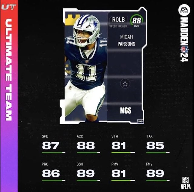 88 OVR Micah Parsons MCS Giveaway  