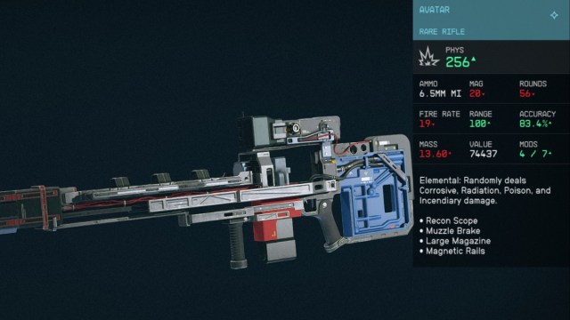 Starfield Avatar Rifle Stats