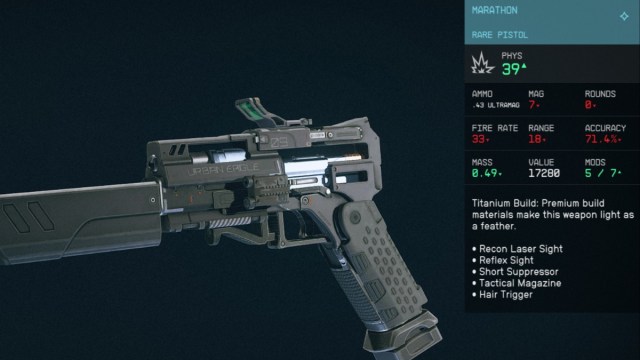 Starfield Marathon Pistol Stats