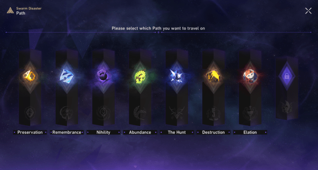 Swarm Disaster Path Dice Menu in Honkai: Star Rail
