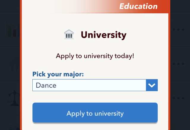 BitLife University Dance Degree