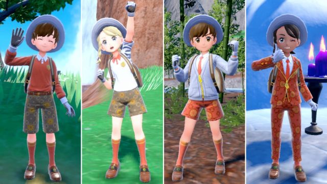 A screenshot of the new uniform sets from Pokémon Scarlet: The Teal Mask.