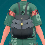 A screenshot of a black Frilly Backpack from Pokémon Scarlet and Violet: The Teal Mask.