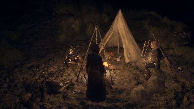 Camping in Dragon's Dogma 2.