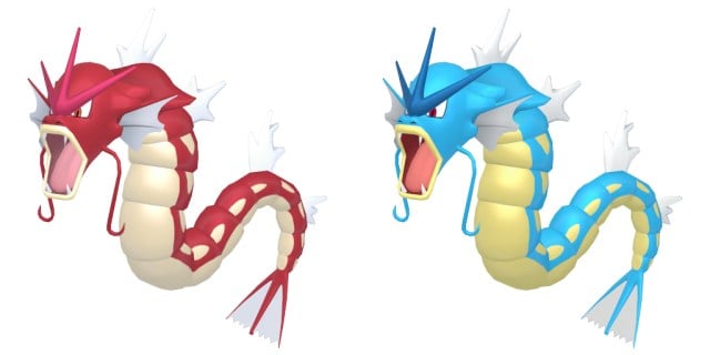 Official images of shiny and regular Gyarados.