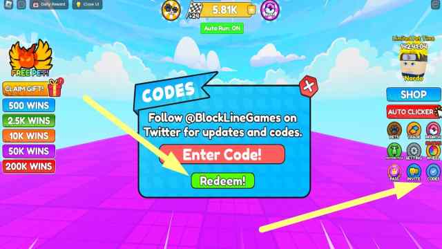 How to redeem codes in Motorcycle Race