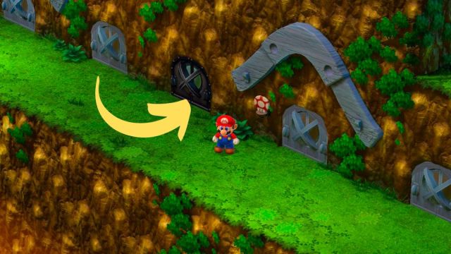 Screenshot of the Shiny Stone door location in Super Mario RPG.