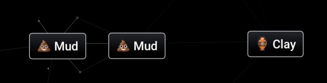 An Infinite Craft screenshot of Mud and Mud combining to make Clay.