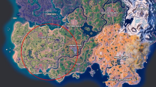 Screenshot of Golden Chicken location on the map in Fortnite Chapter 5 Season 2.