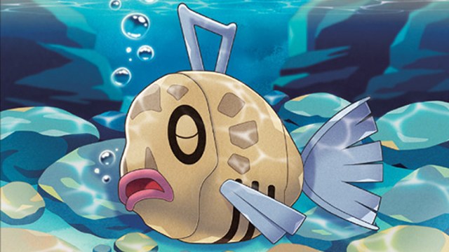 An illustration of Feebas sleeping.