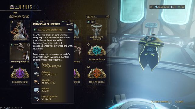 Warframe Evensong Blueprint