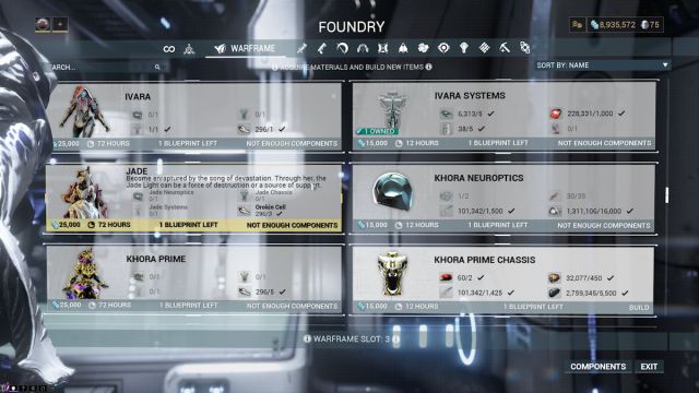 Warframe Jade blueprint