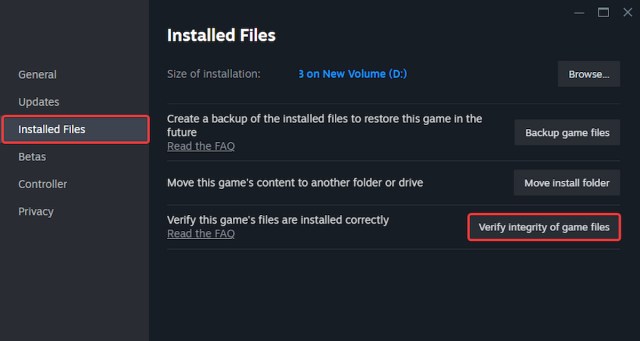 Verify integrity of game files