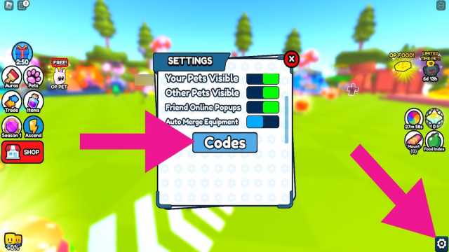 How to redeem codes in Roblox Fat Race