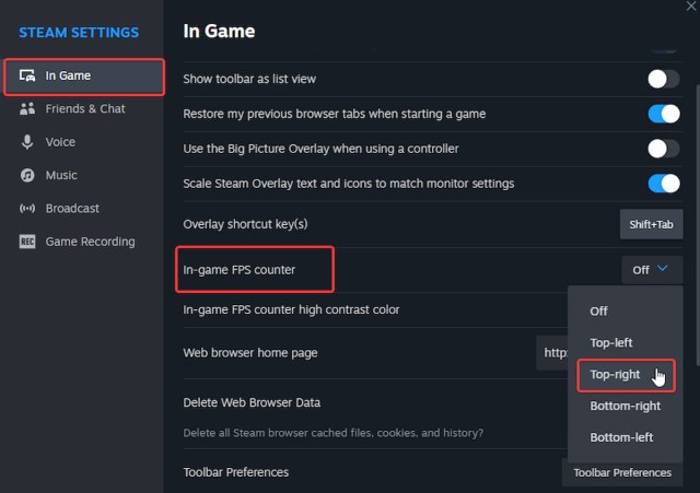 Enable In-Game FPS Counter Steam