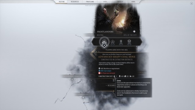 Research Idea Needing Cores in Frostpunk 2