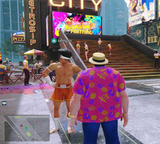 A Street Fighter 6 World Tour Mode screenshot of Joe Higashi in Metro City.