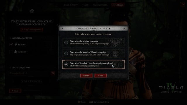 Diablo 4 Vessel of Hatred Campaign Skip Options