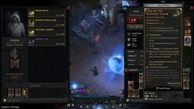 Midnight Sun Stats Diablo 4 Vessel of Hatred