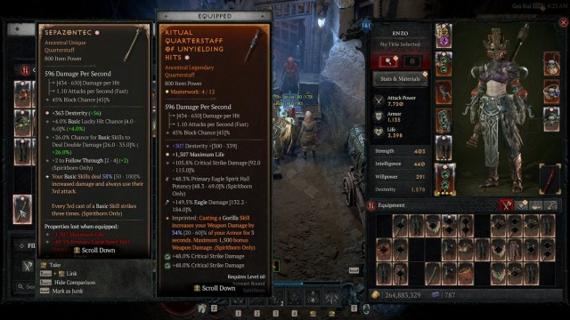 Sepazontec Stats in Diablo 4 Vessel of Hatred