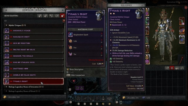 Tyrael's Might Lith Rune Craft Diablo 4 Vessel of Hatred