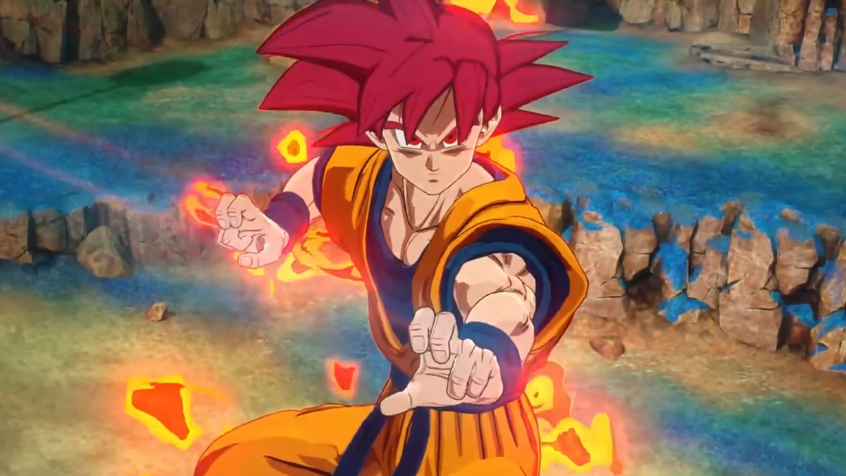 Screenshot of Goku transforming in Dragon Ball Sparking Zero.