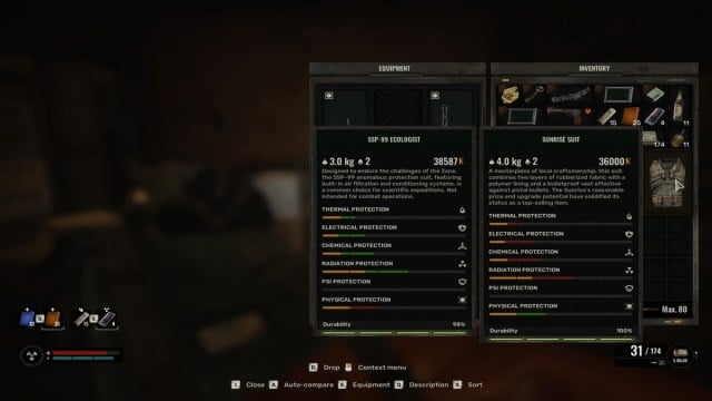 Sunrise Suit stats in Stalker 2